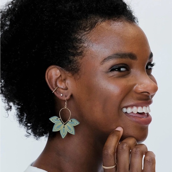 Nickel & Suede Agave Floras Earrings - Picture 2 of 5